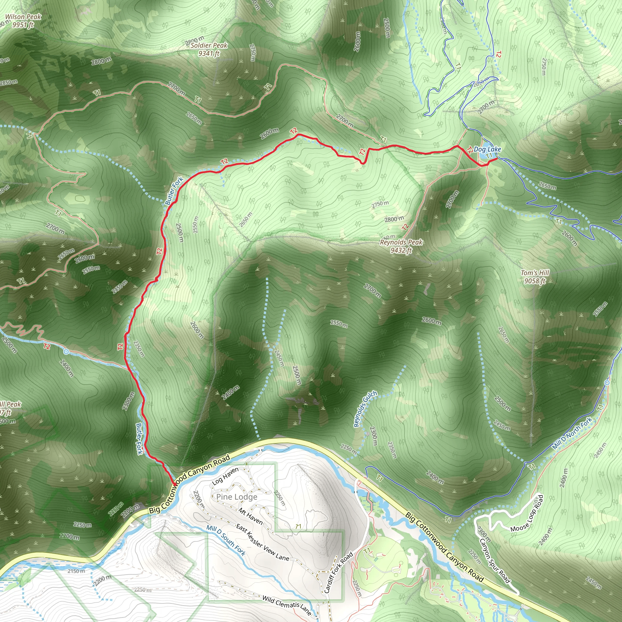 Dog Lake via Butler Fork Trail mobile static map