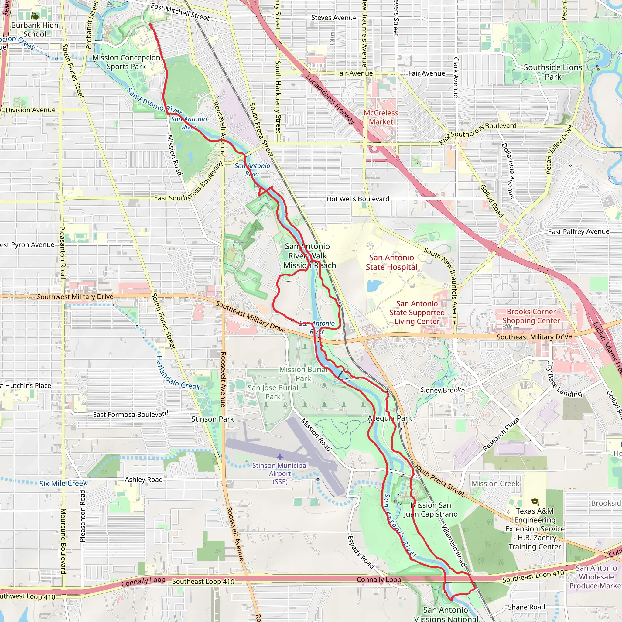 San Antonio River Walk mobile static map