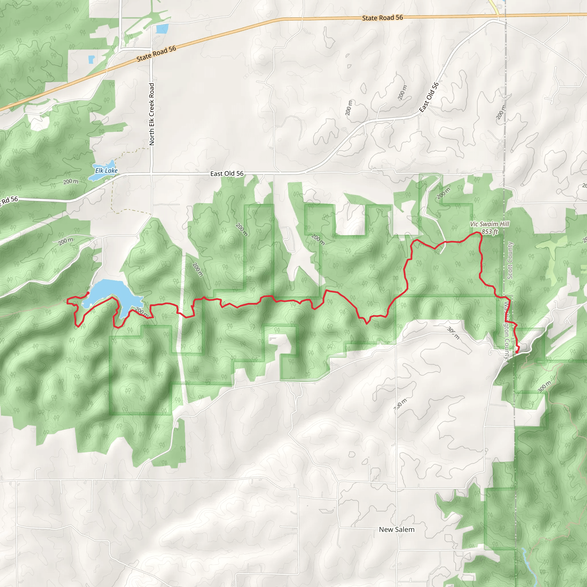 Knobstone Trail via Leota Road mobile static map