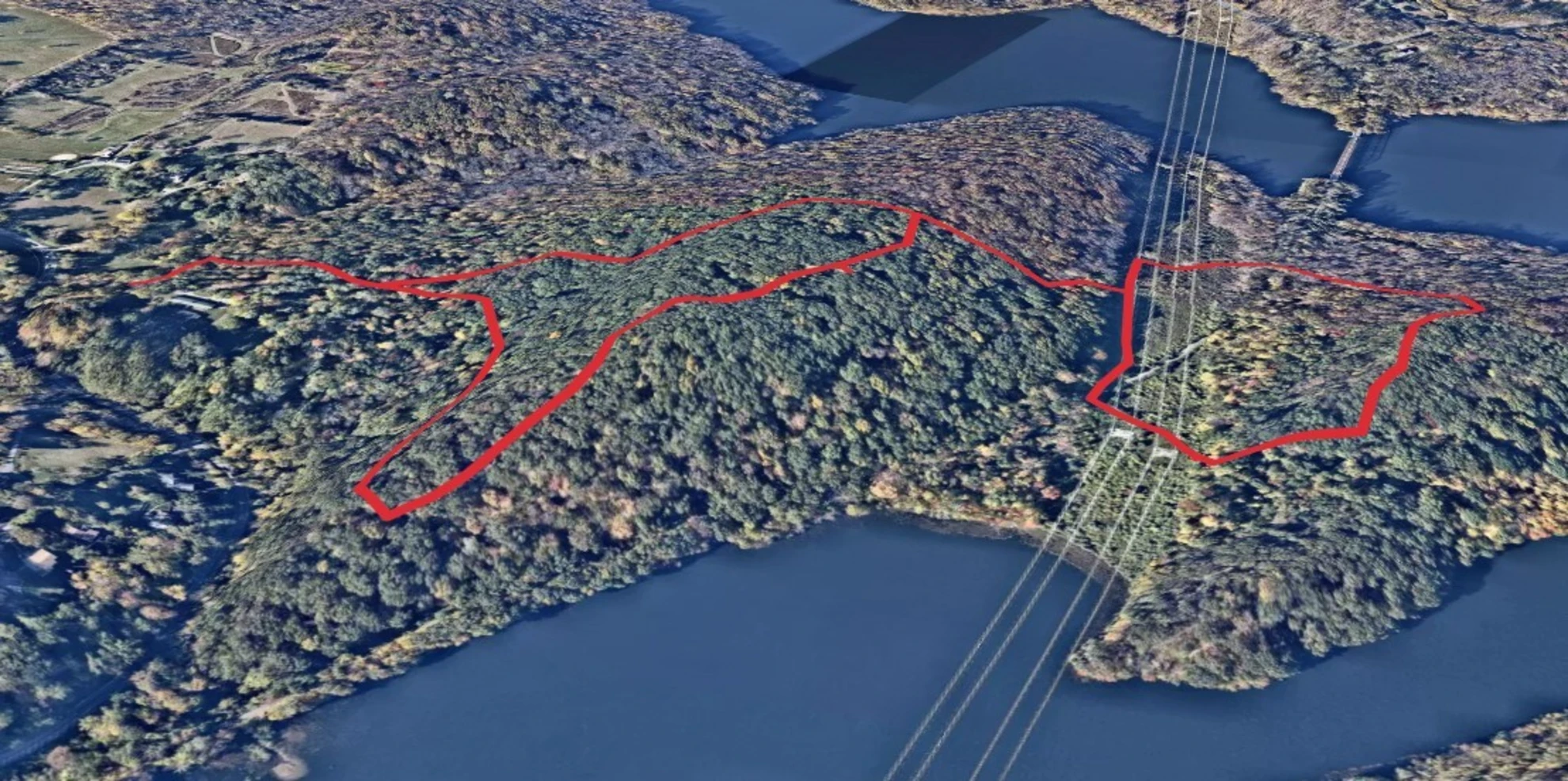 An image depicting the trail Ledge Trail and Kitchawan Loop Trail and its surrounding area.