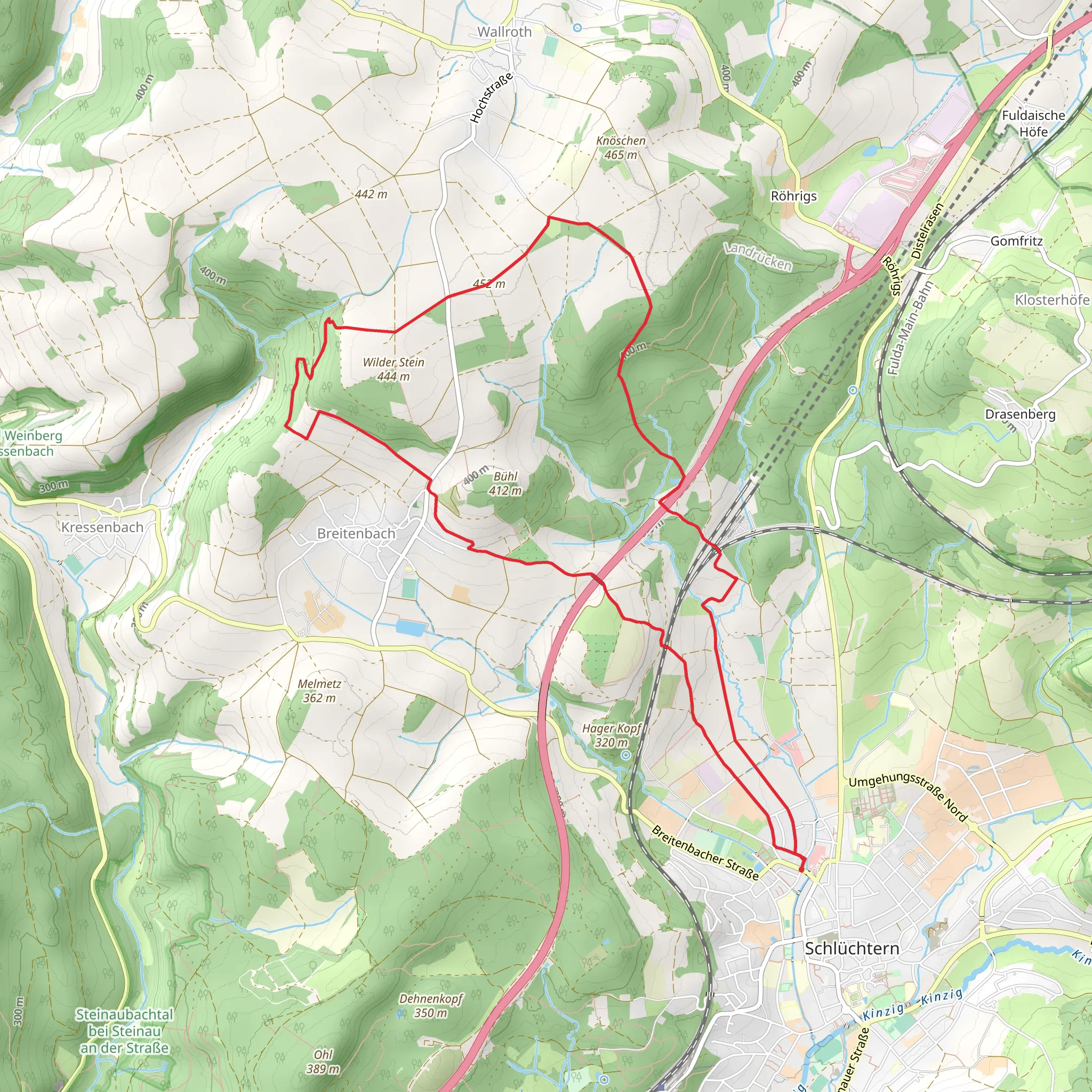 Schluchtern and Wilder Stein Loop mobile static map