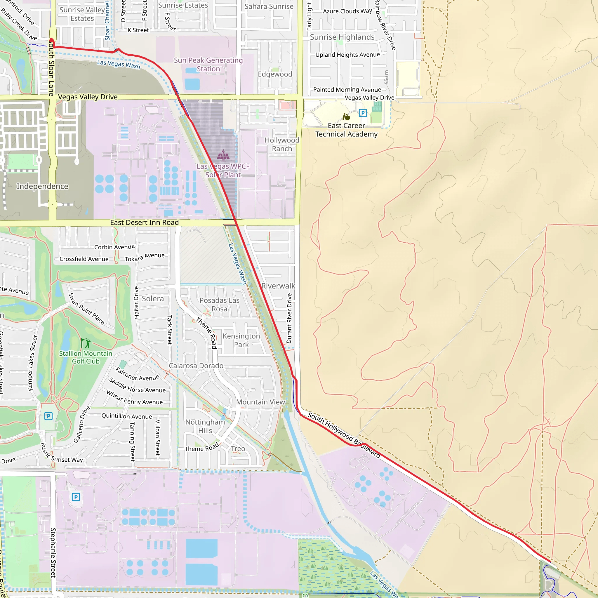 Flamingo Arroyo Trail - Ruby Creek Drive mobile static map