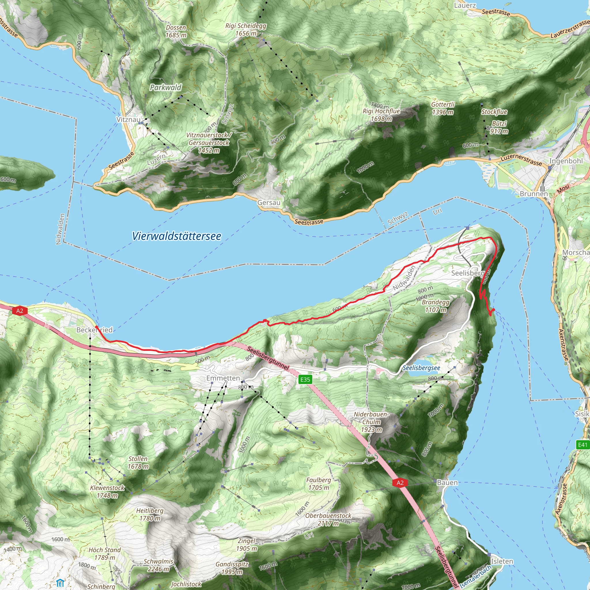 Romantische Wanderung über dem Urnersee mobile static map