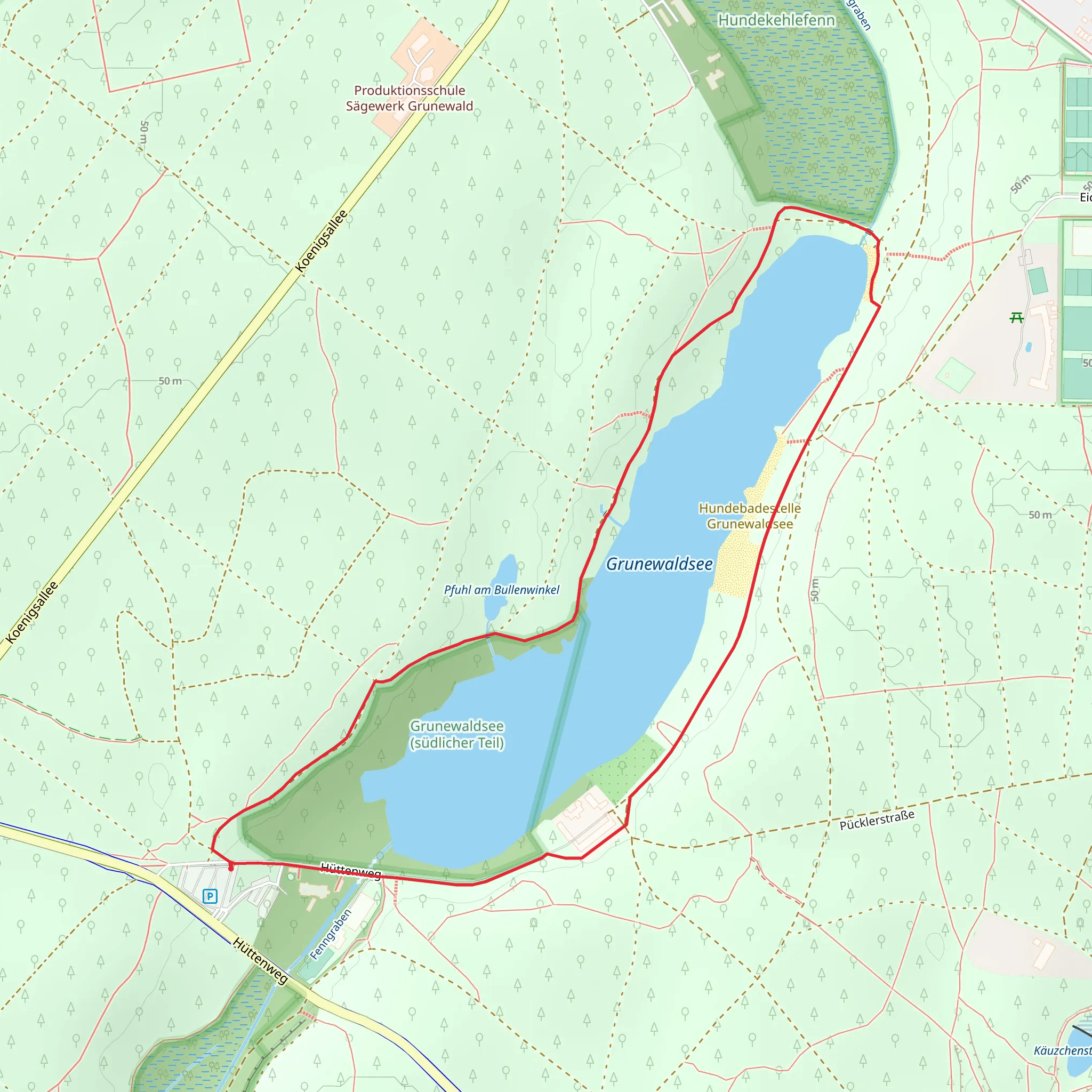 Grunewaldsee Loop via Wannseeweg mobile static map