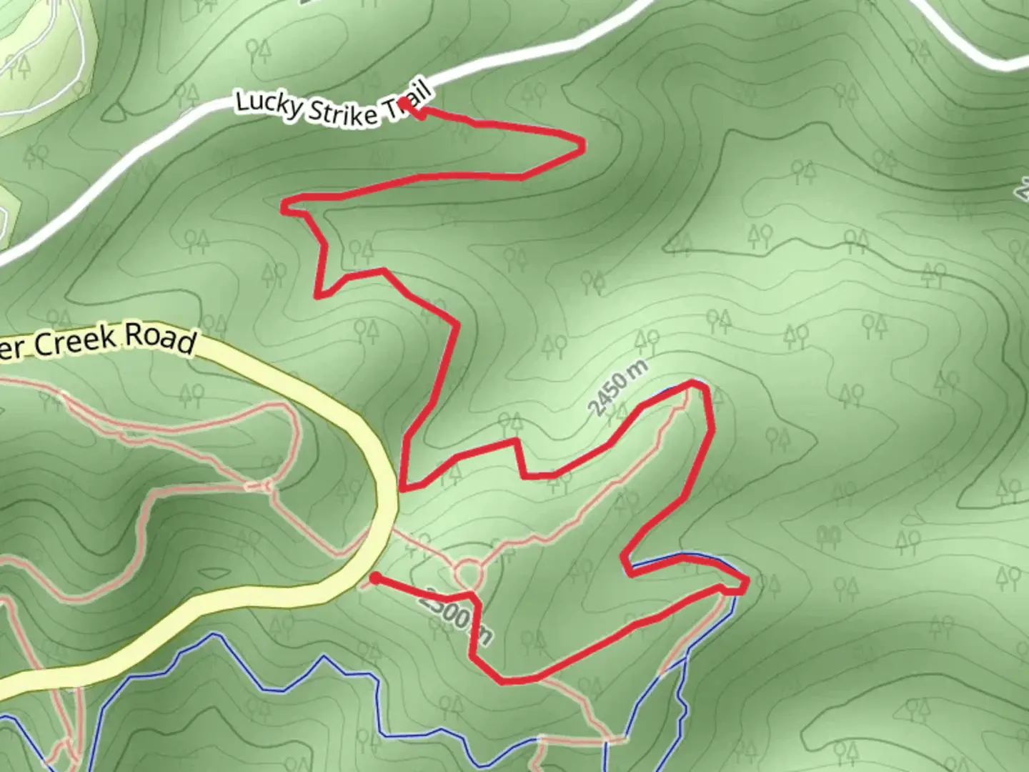 An image depicting the trail Showgirl Trail and its surrounding area.