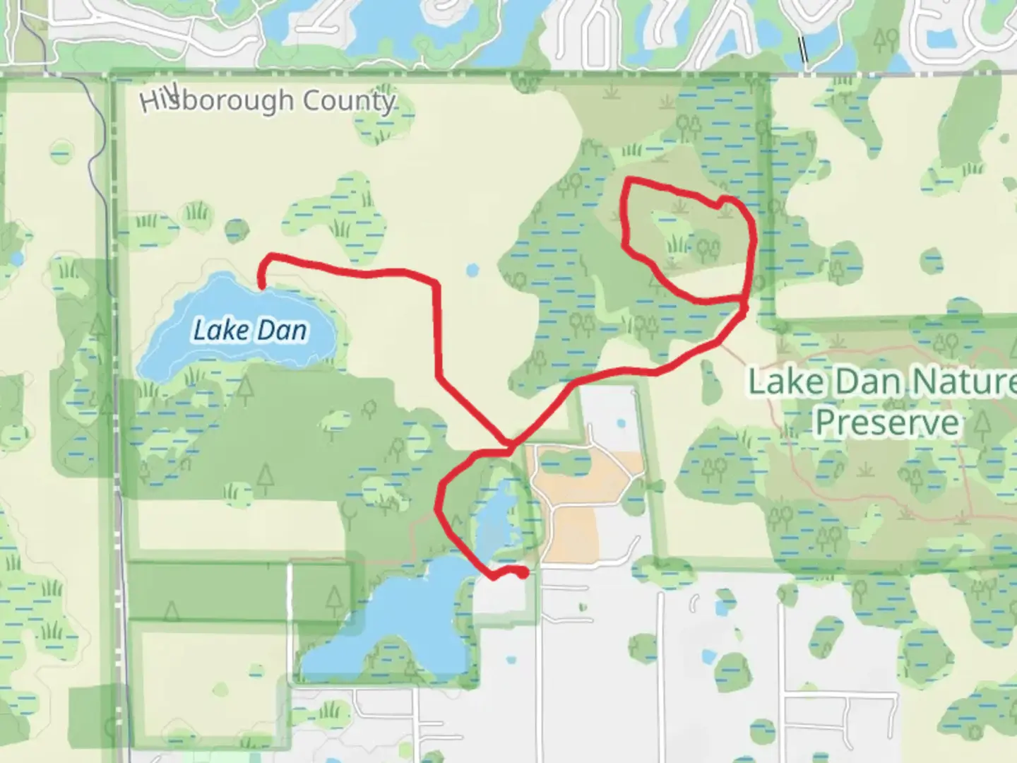 An image depicting the trail Lake Dan Walk and its surrounding area.