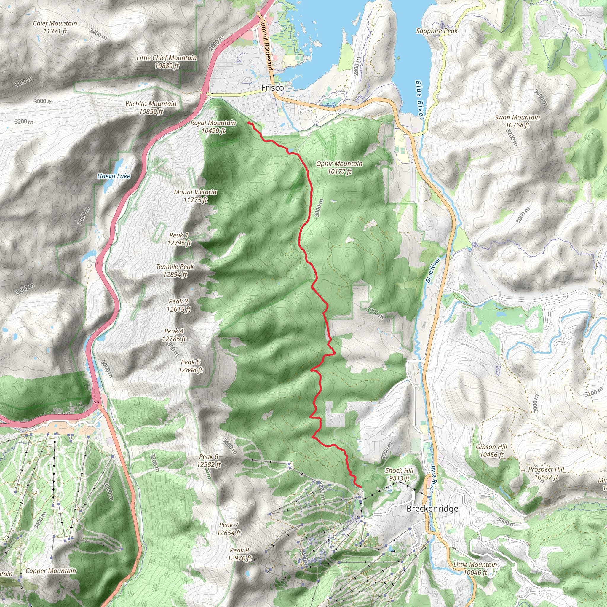 Rainbow Lake and Peaks Trail mobile static map