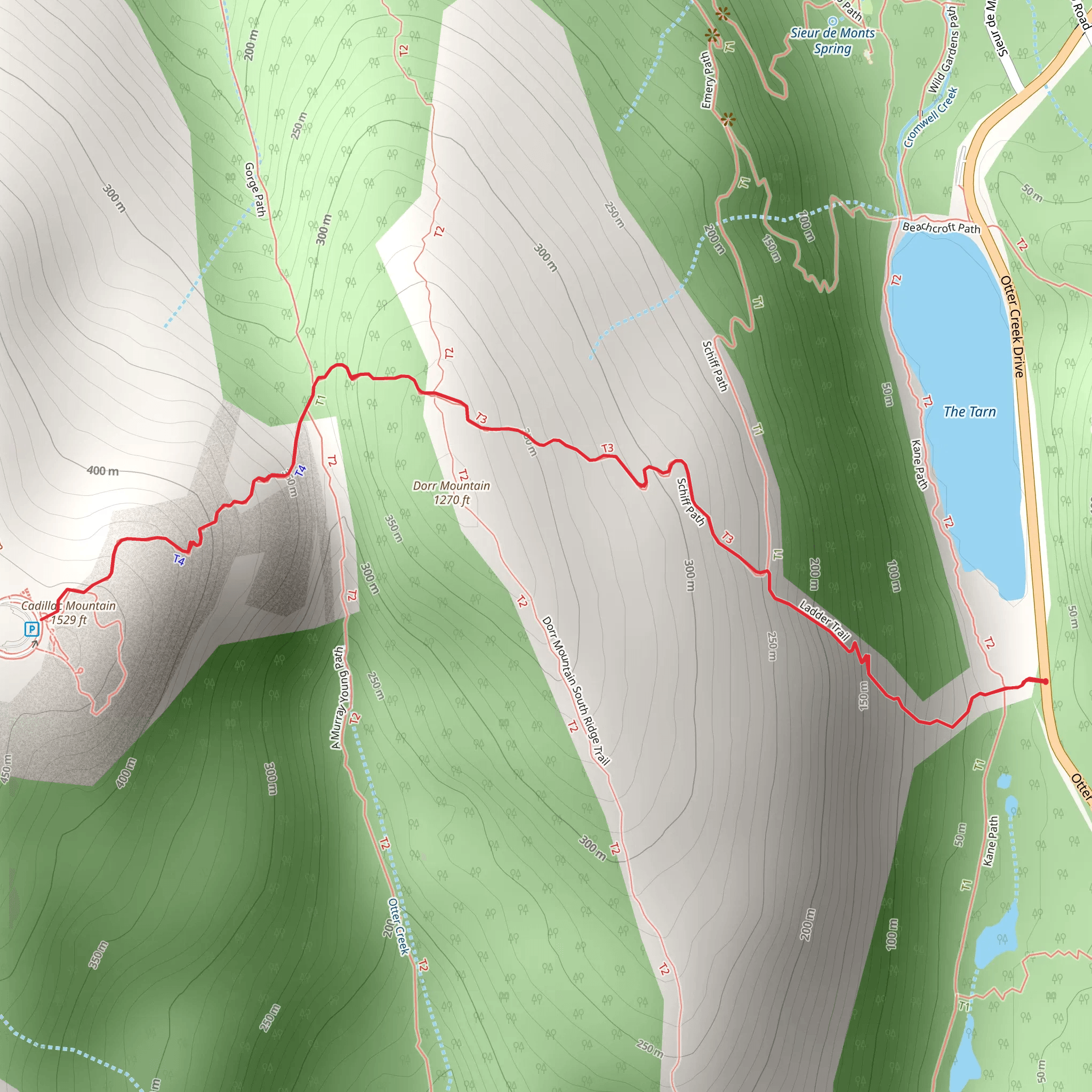 Cadillac Mountain via Ladder Trail mobile static map