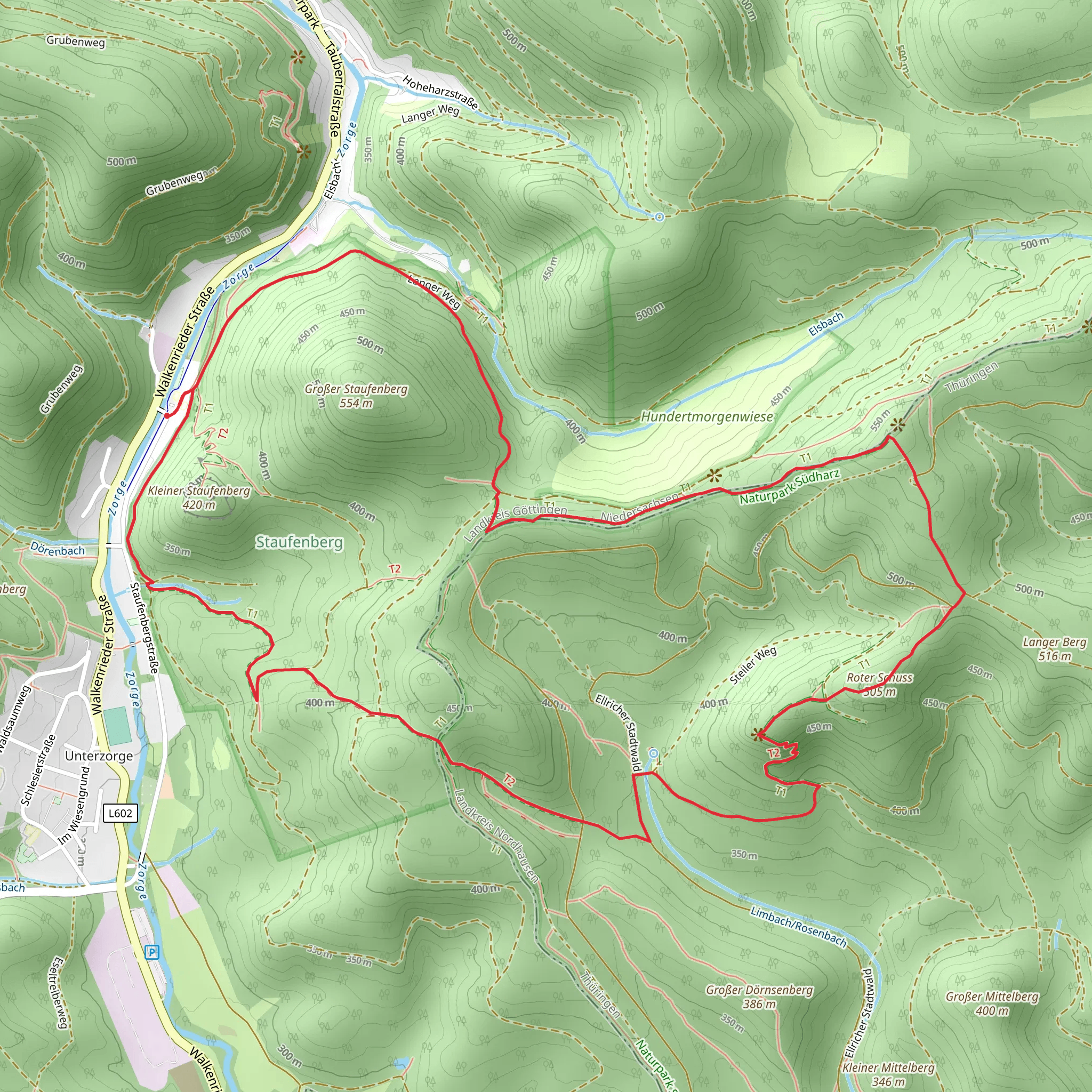 Staufenberg, Wendel Eiche and 2 Lander Eiche Loop mobile static map