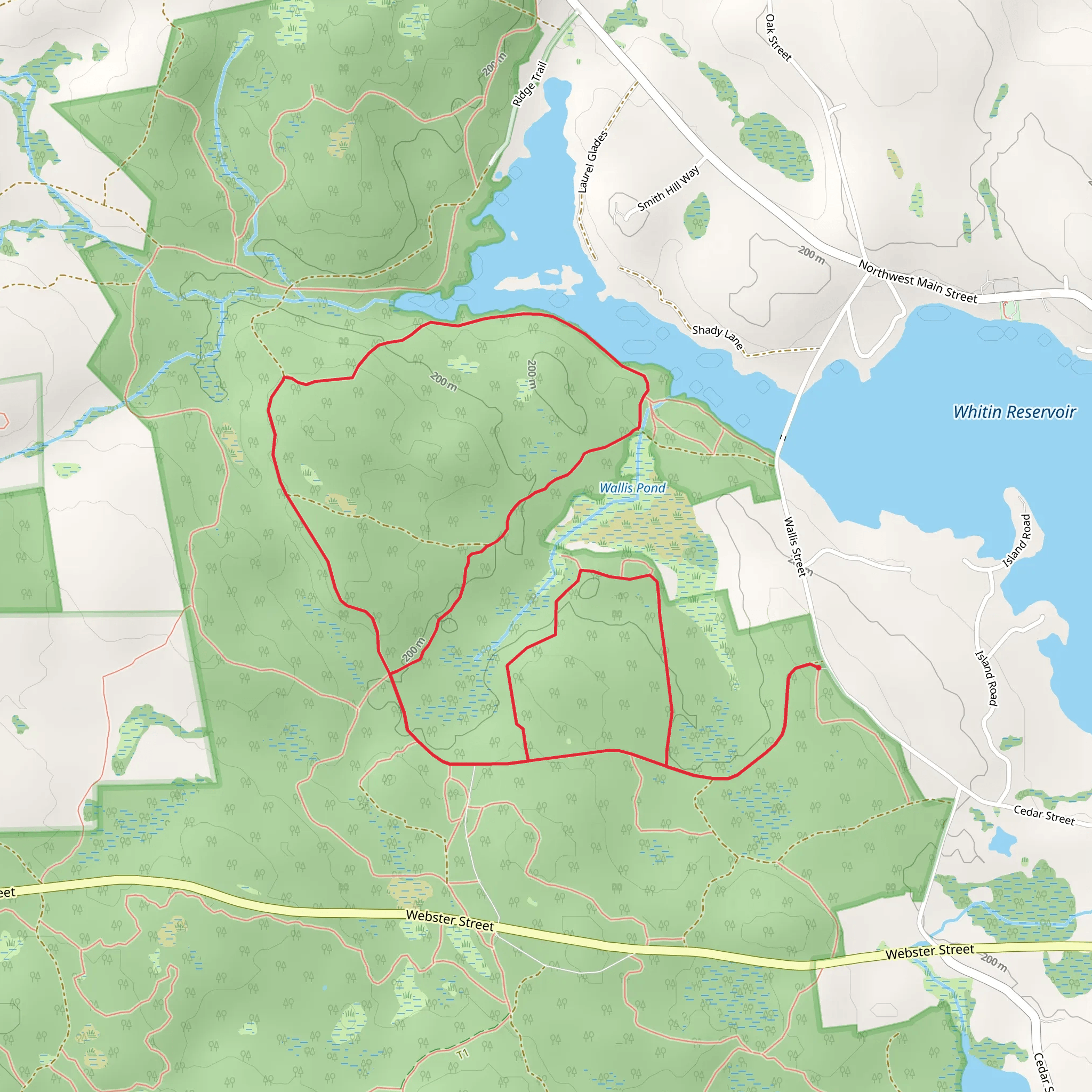 Mine Brook Wildlife and Whitin Reservoir Loop Trail mobile static map