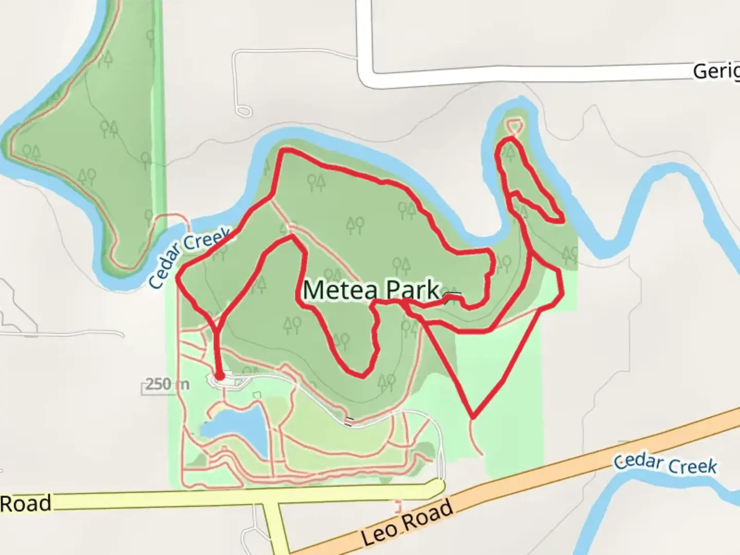 An image depicting the trail Racoon trail and Muskrat Trail Loop and its surrounding area.