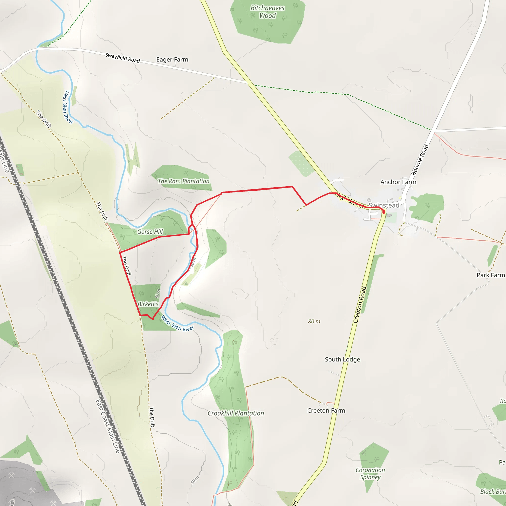 Brikett's and Gorse Hill Loop mobile static map