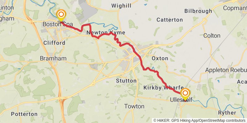 Lancaster to Ulleskelf Walk stage 8 Map