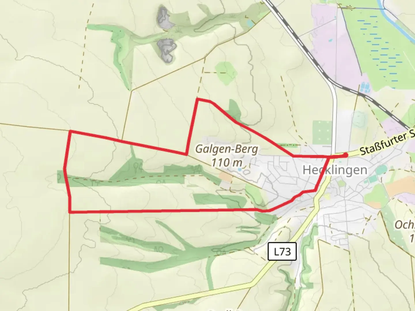 An image depicting the trail Hecklingen West Loop and its surrounding area.