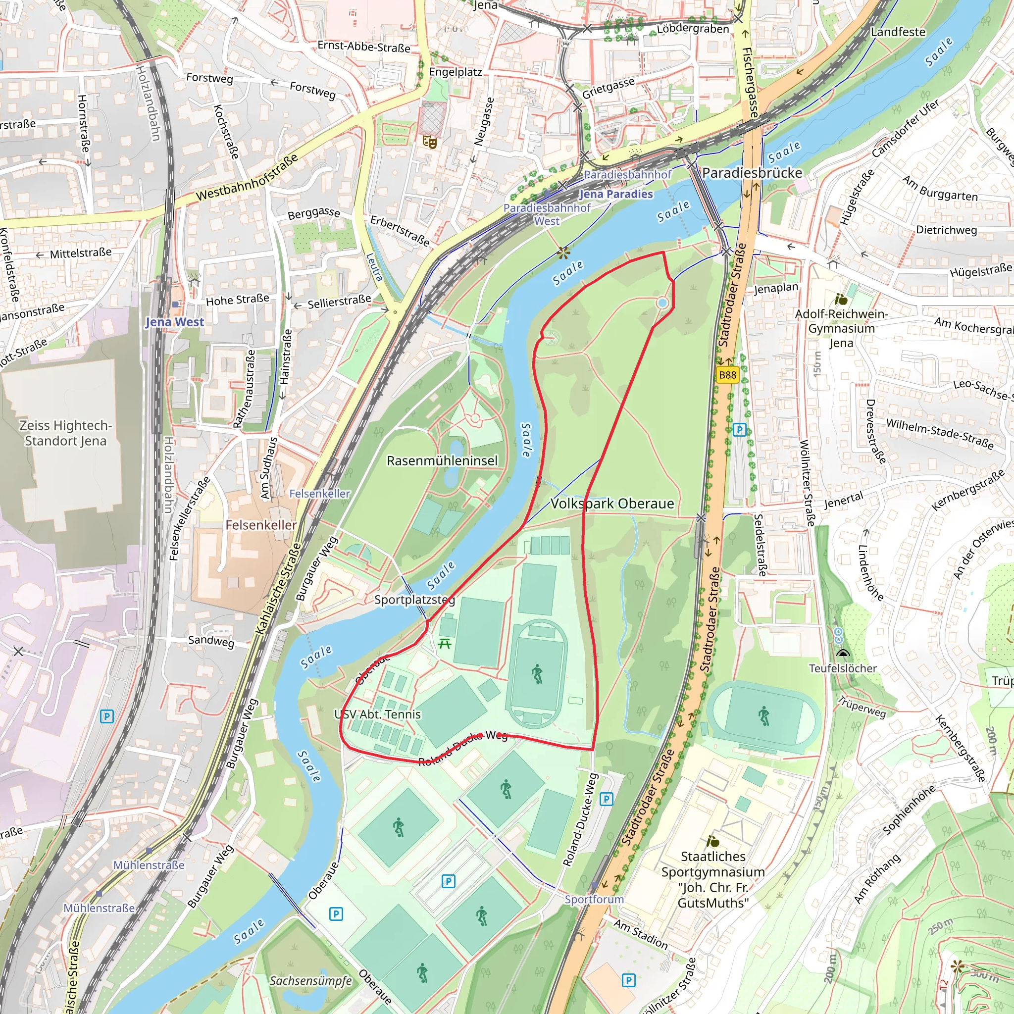 Volkspark Oberaue Loop mobile static map