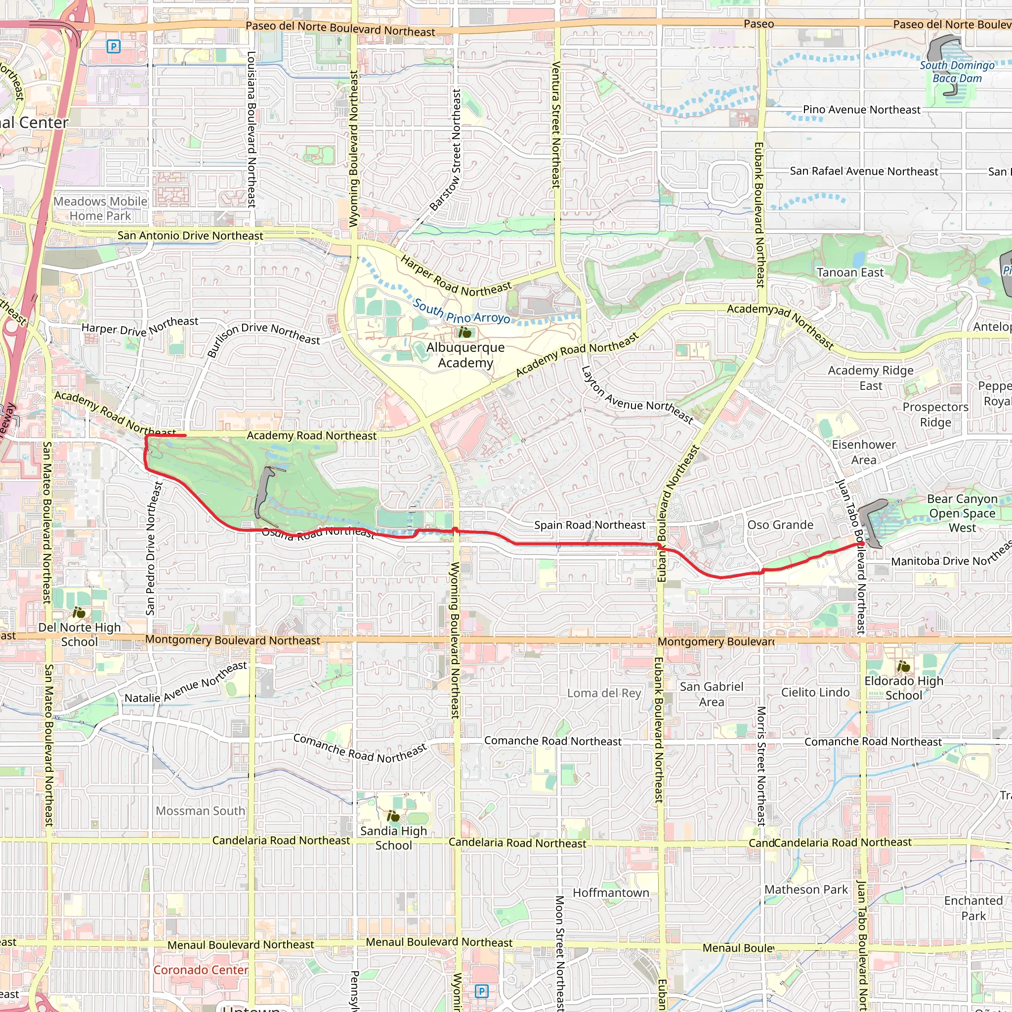 Walk along Bear Canyon Arroyo from John B Robert Dam mobile static map
