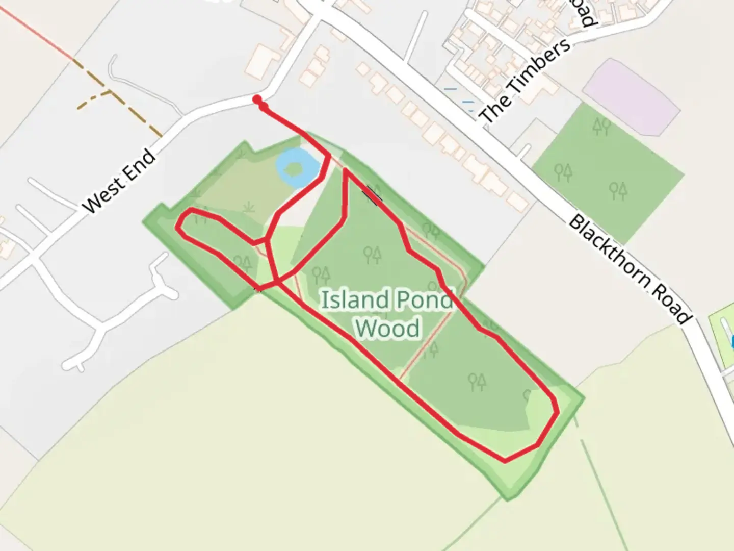 An image depicting the trail Island Pond Wood Loop and its surrounding area.