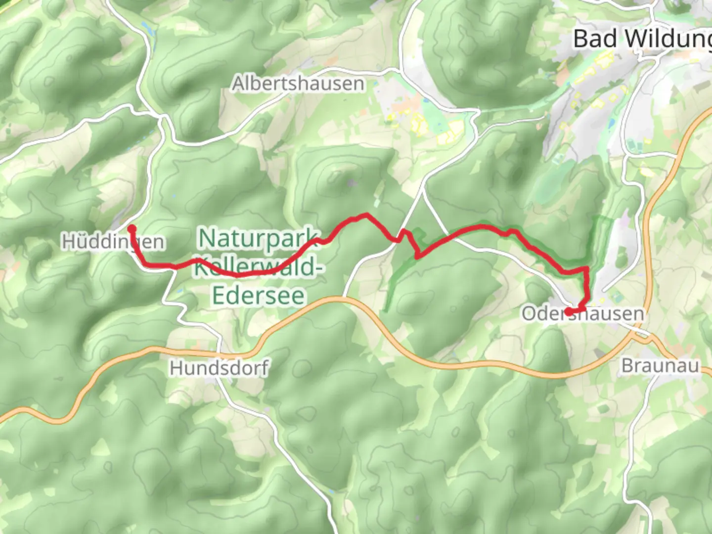 An image depicting the trail Hüddingen to Odershausen Walk and its surrounding area.