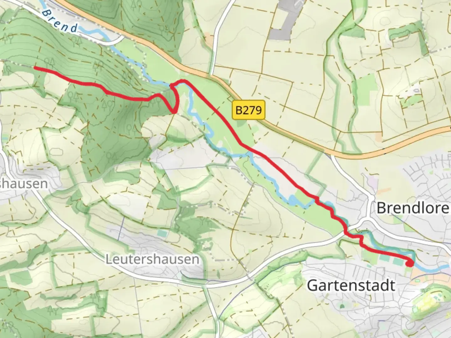 An image depicting the trail Brend via Rindberg and its surrounding area.