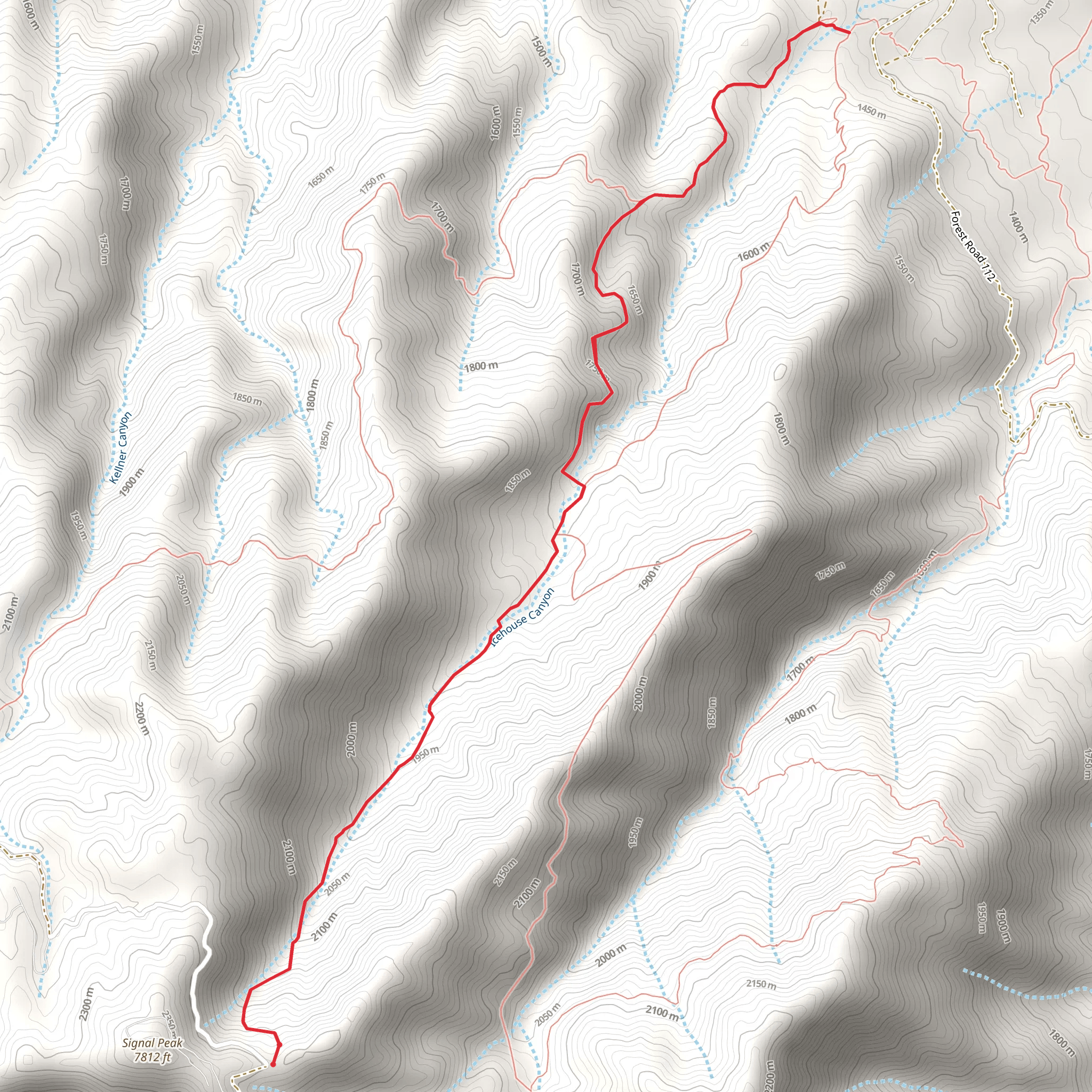 Icehouse Canyon Trail via Signal Peak mobile static map
