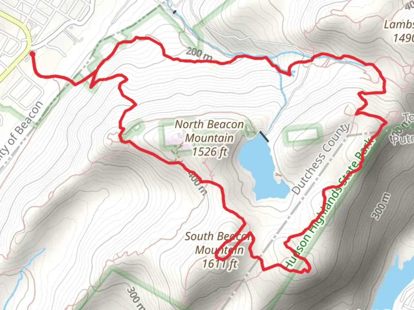 An image depicting the trail North Beacon Mountain and Beacon Reservoir Loop Trail and its surrounding area.
