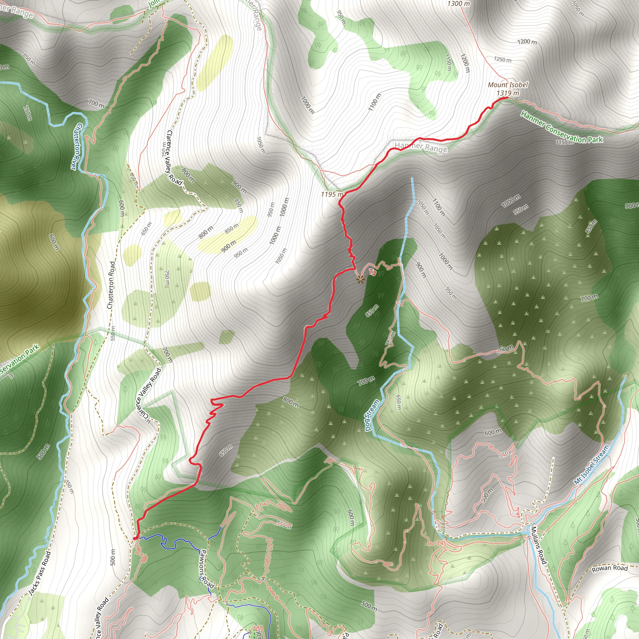 Mt Isobel Track mobile static map