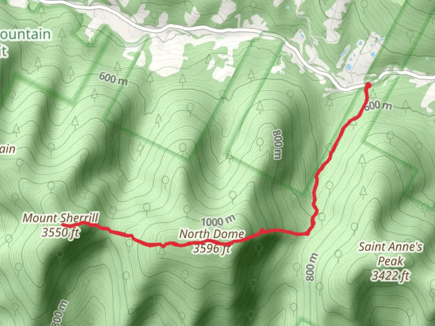 An image depicting the trail North Dome and Mount Sherrill via Devils Path and its surrounding area.