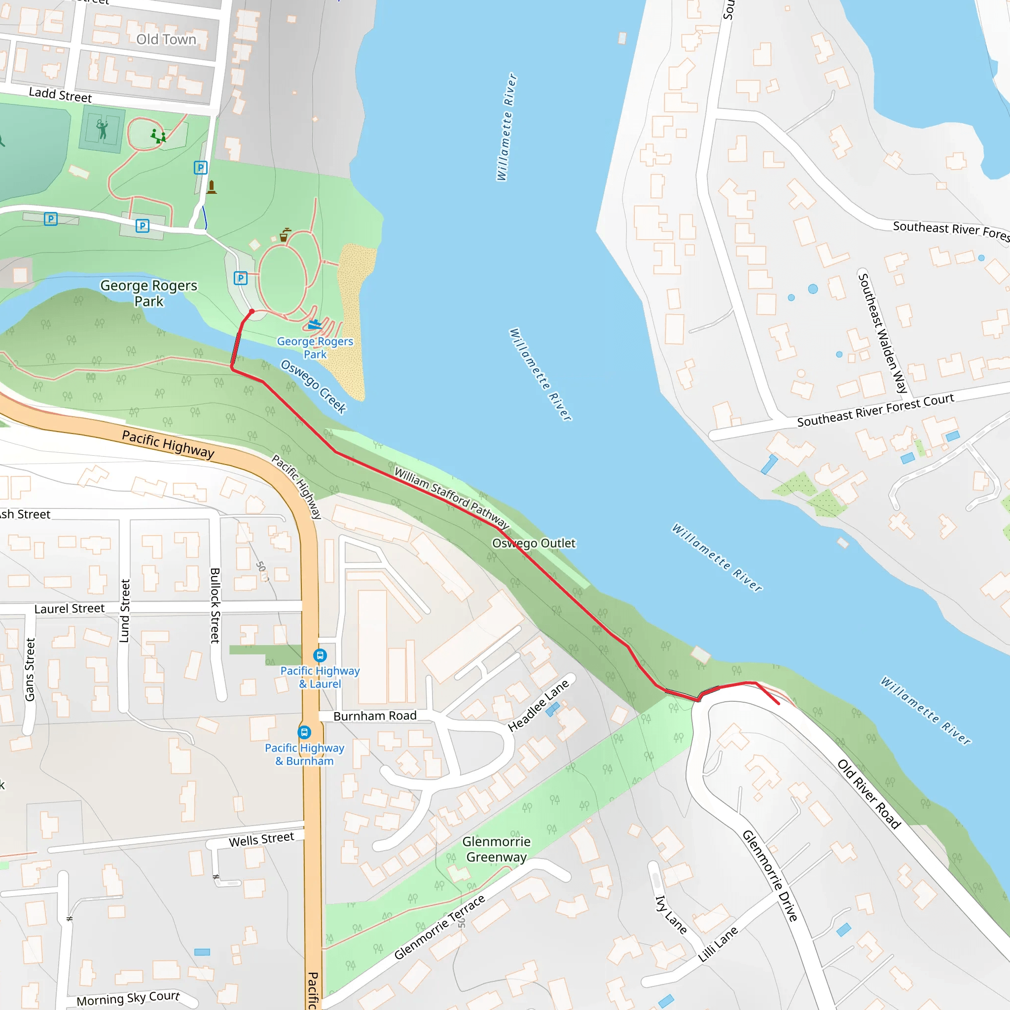 Willamette Greenway Trail mobile static map