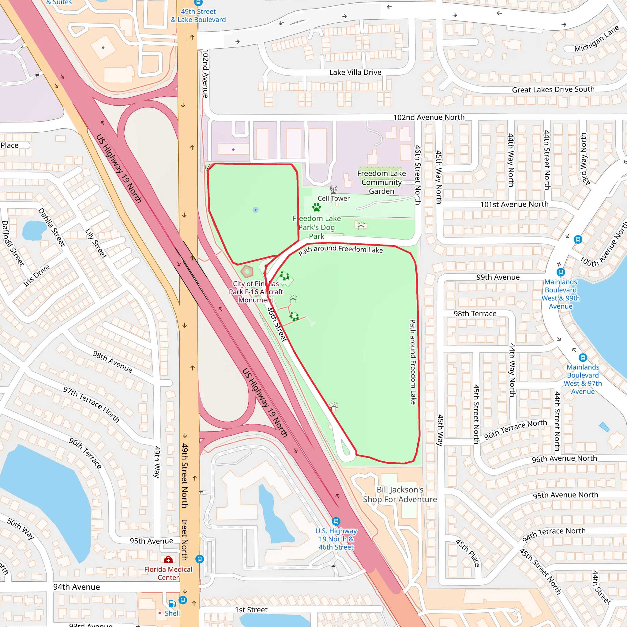 Freedom Lake Community Garden Loop mobile static map
