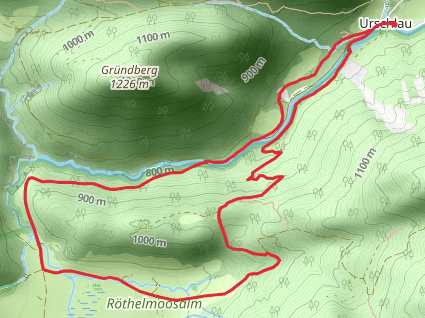 An image depicting the trail Wanderweg 48 - Ruhpolding and its surrounding area.