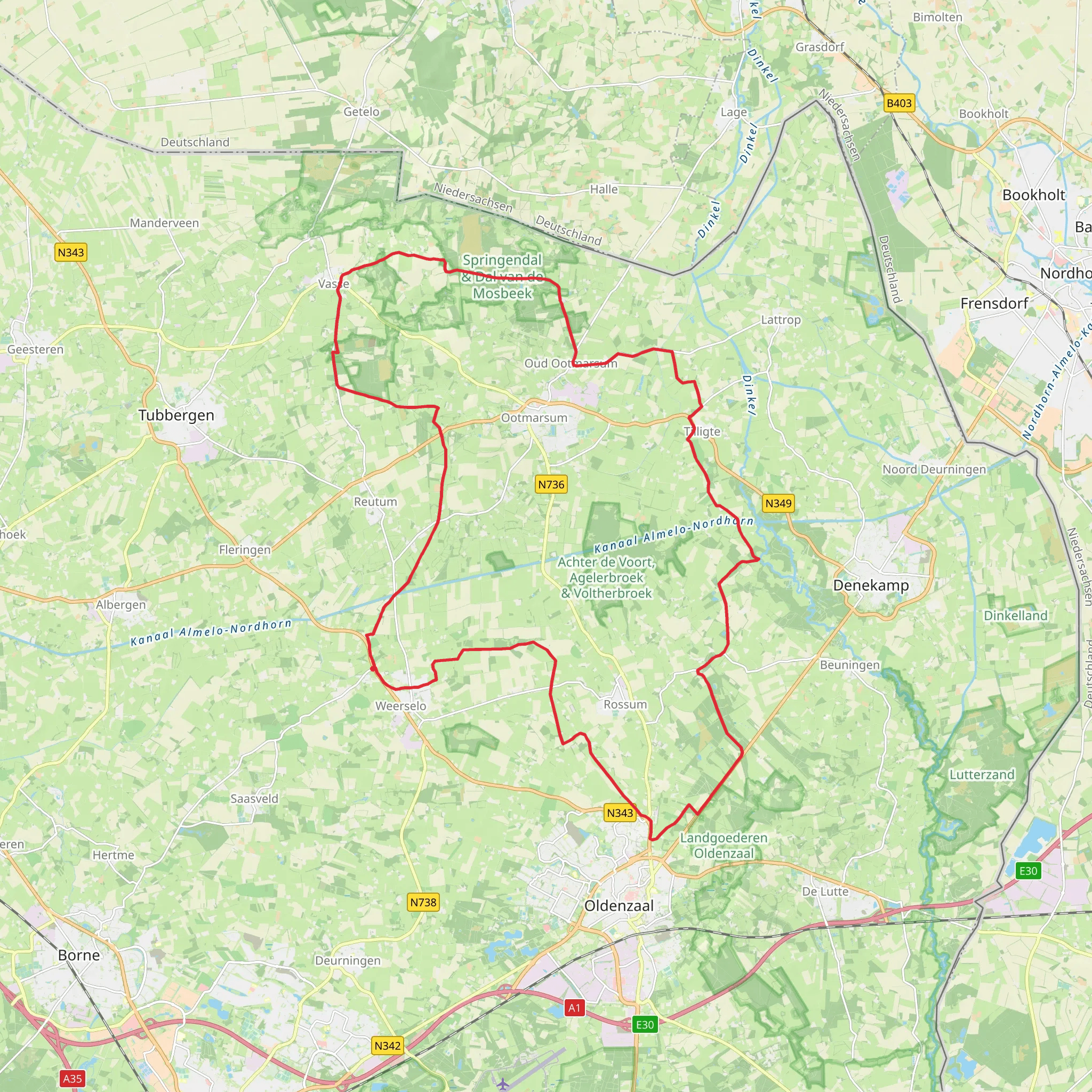 Moosbeekweg, Tiethofweg and Rossumermedenweg Loop mobile static map