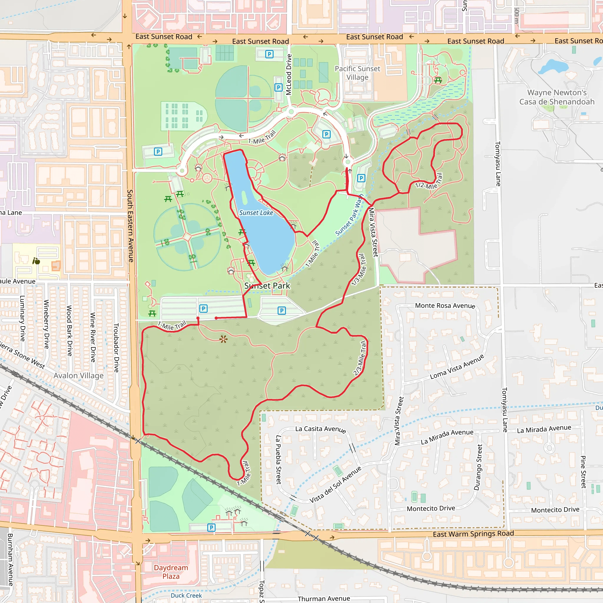 Sunset Lake Loop via One and One bye 3 Trail mobile static map