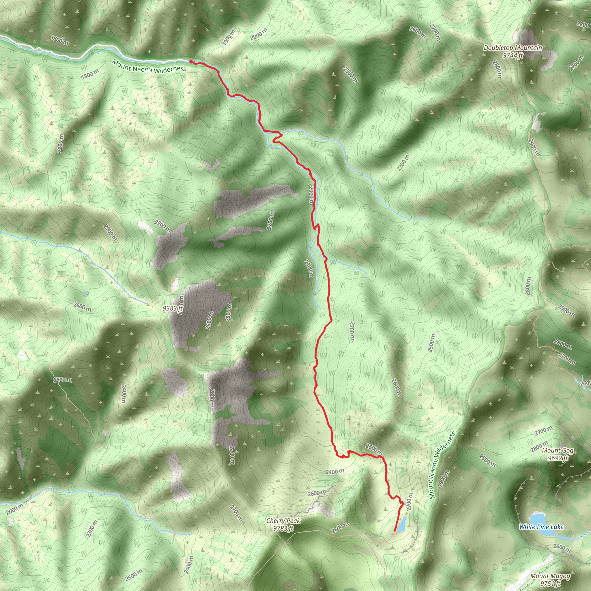 High Creek Lake via Mt Naomi Peak Trail mobile static map