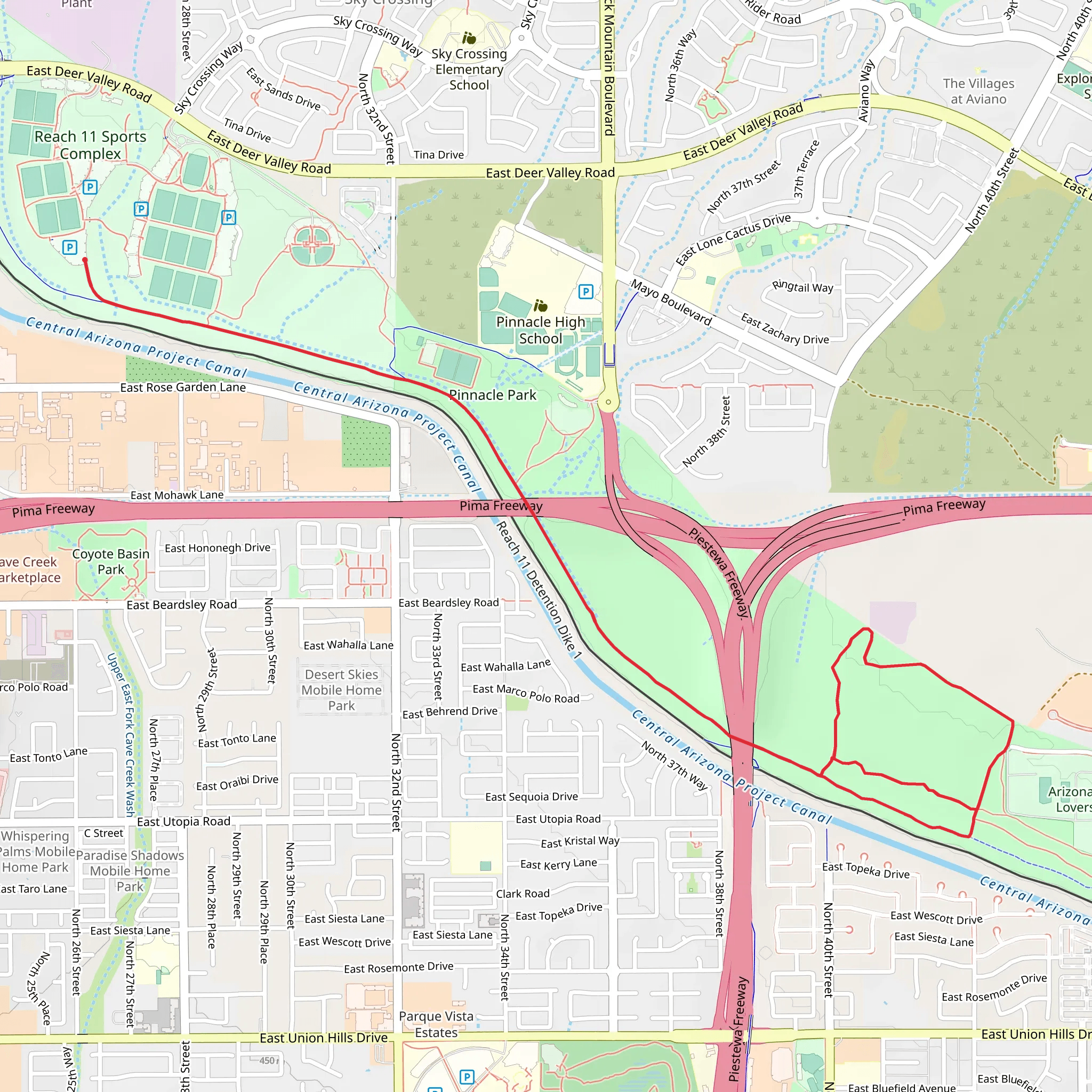 Loop along Central Arizona Project Canal mobile static map