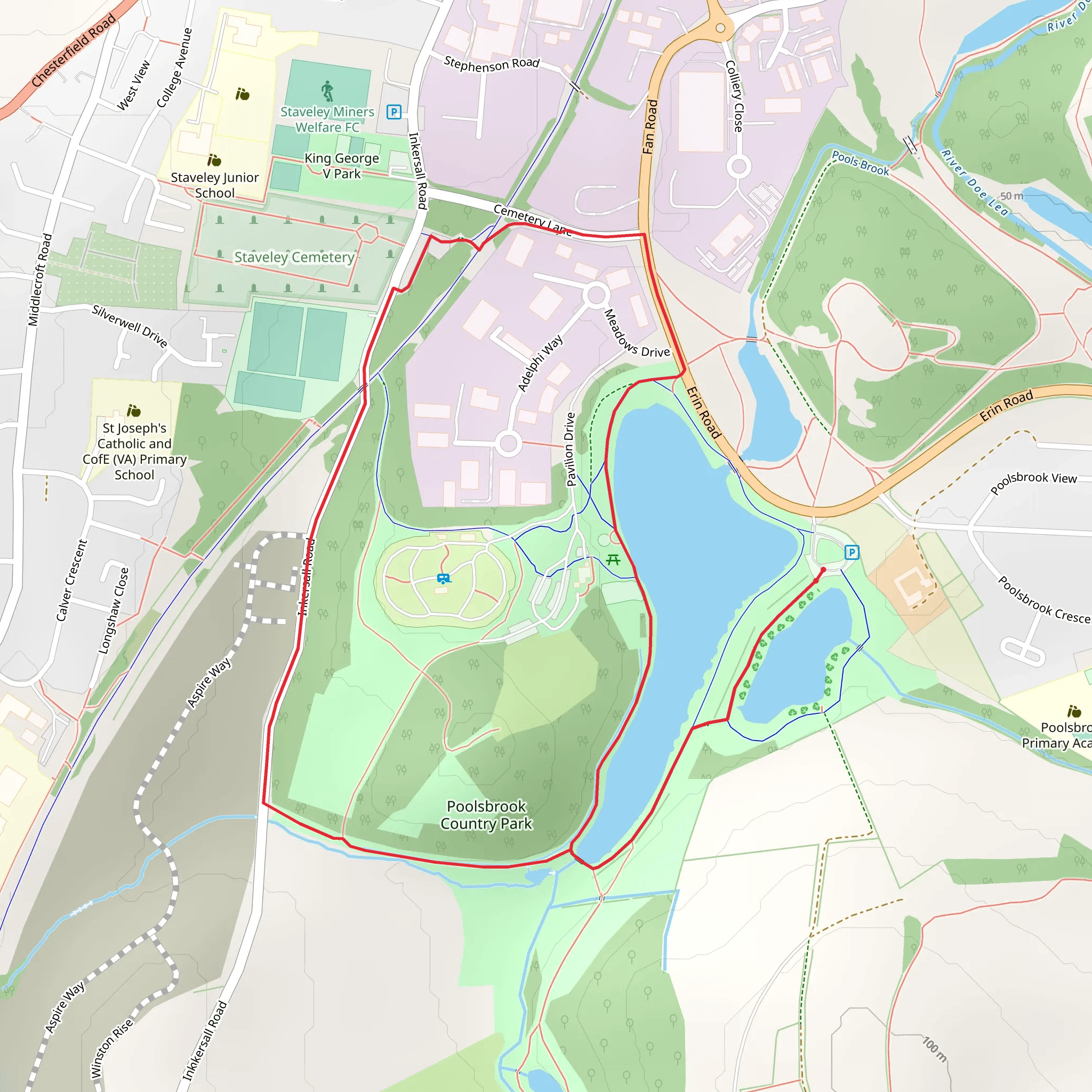 Poolsbrook Country Park Loop mobile static map