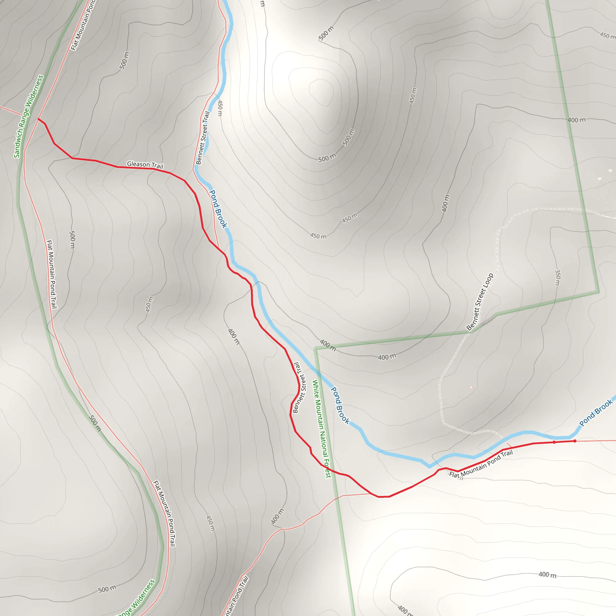 Gleason Trail via Bennett Street Trail mobile static map