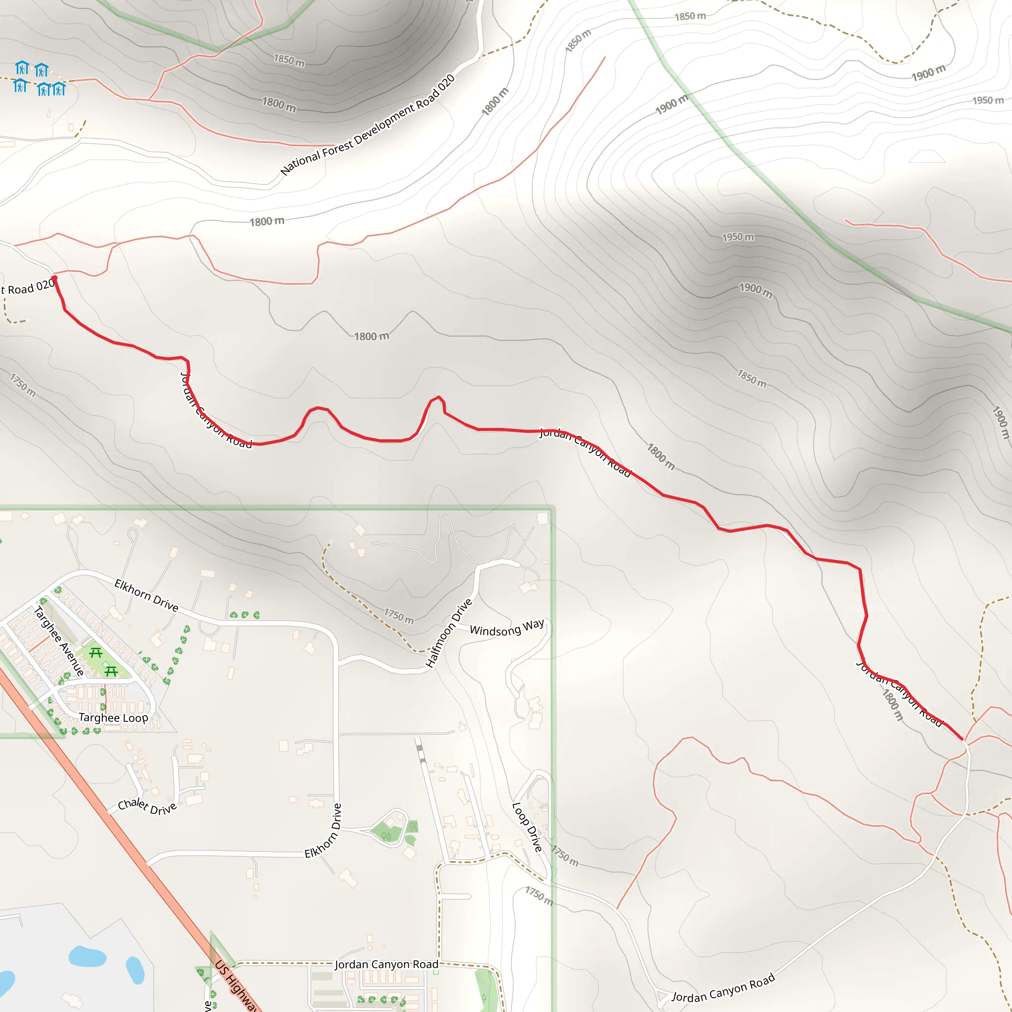 Jordan Canyon Road mobile static map