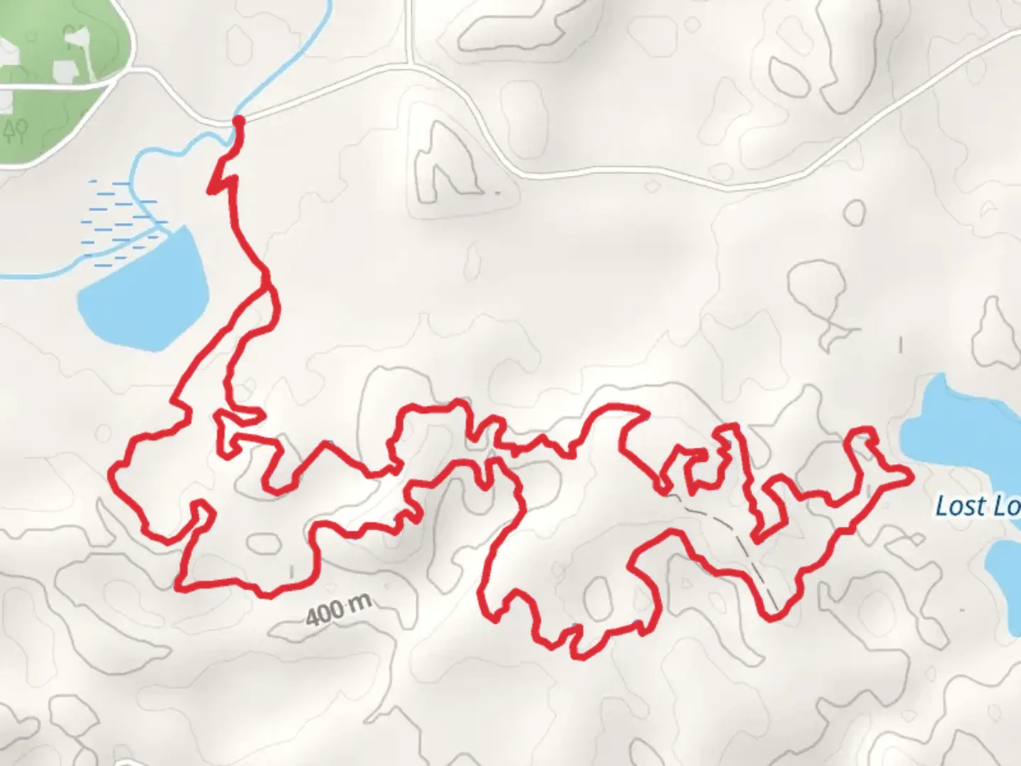 An image depicting the trail Cruser's Kettle Loop and its surrounding area.