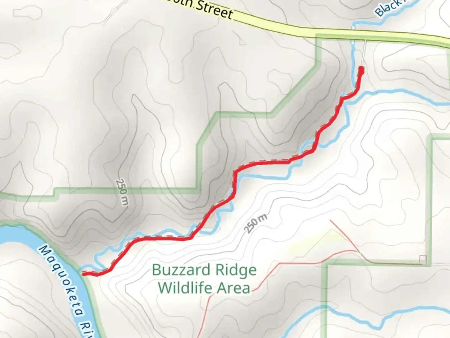 An image depicting the trail Black Hawk Creek and its surrounding area.