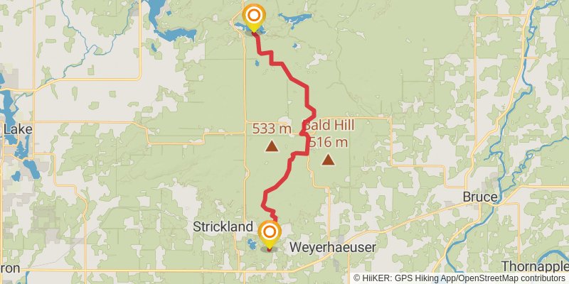 Ice Age National Scenic Trail - Blue Hills stage 2 Map