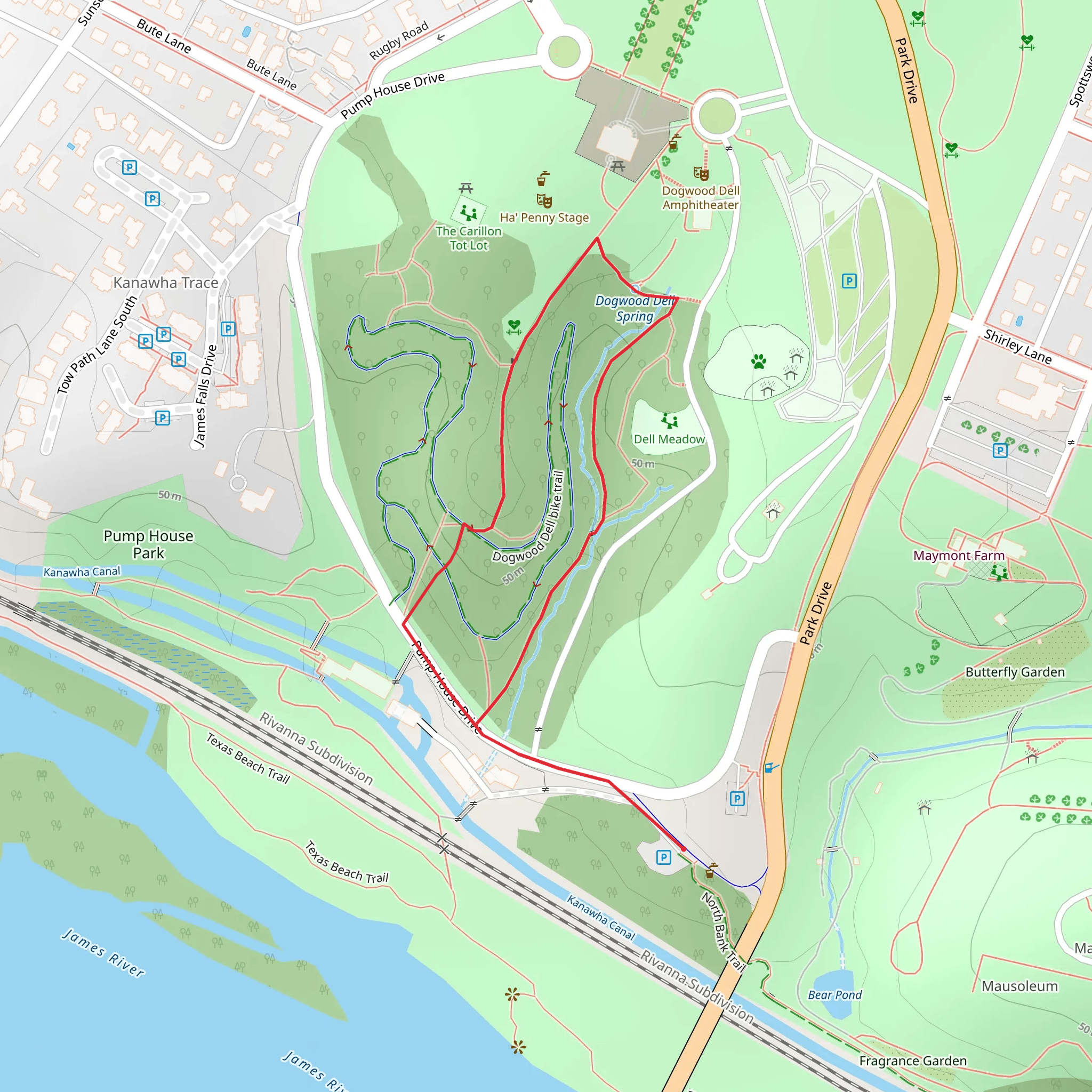 Dogwood Dell Hiking Loop Trail mobile static map