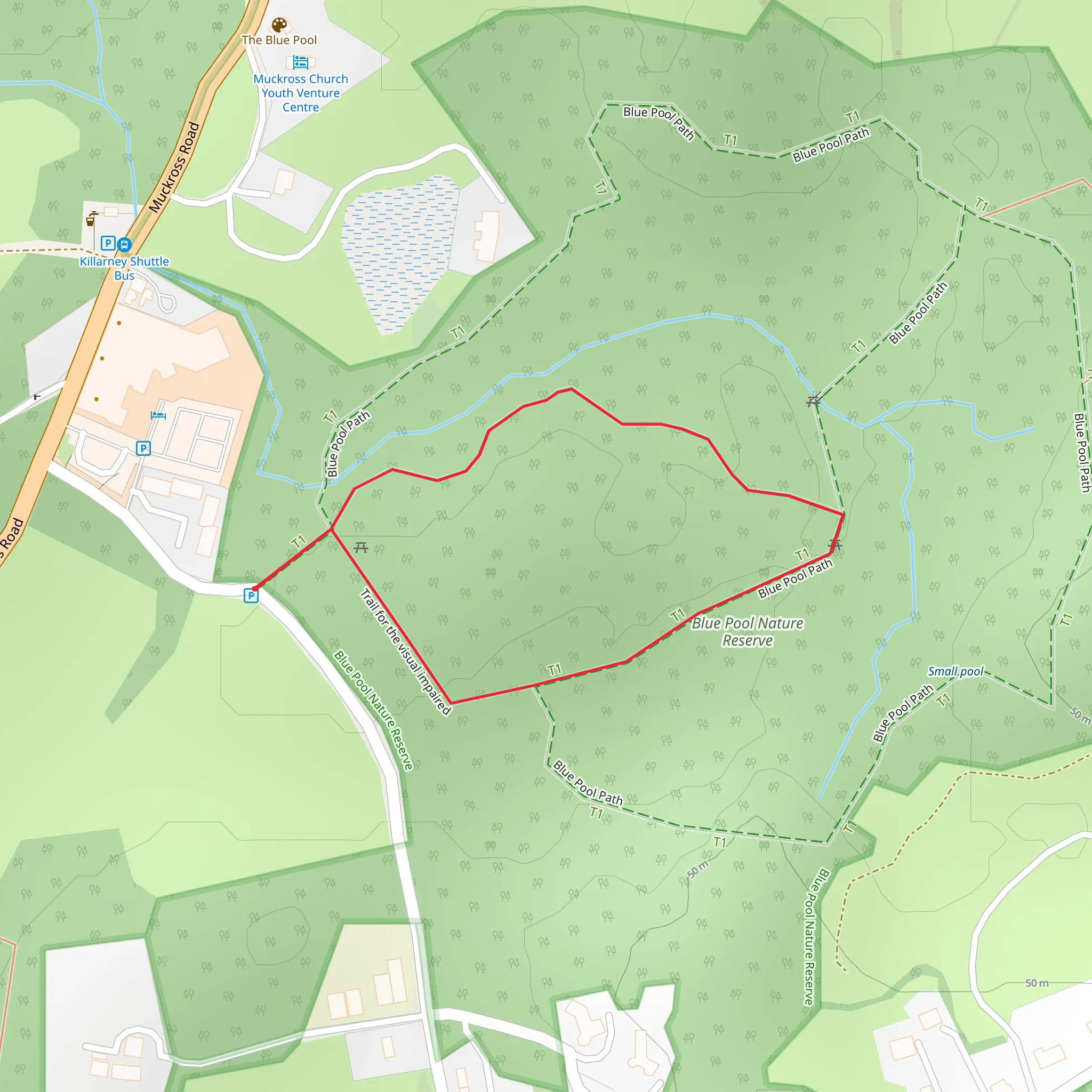 Killarney Blue Pool Short Loop mobile static map