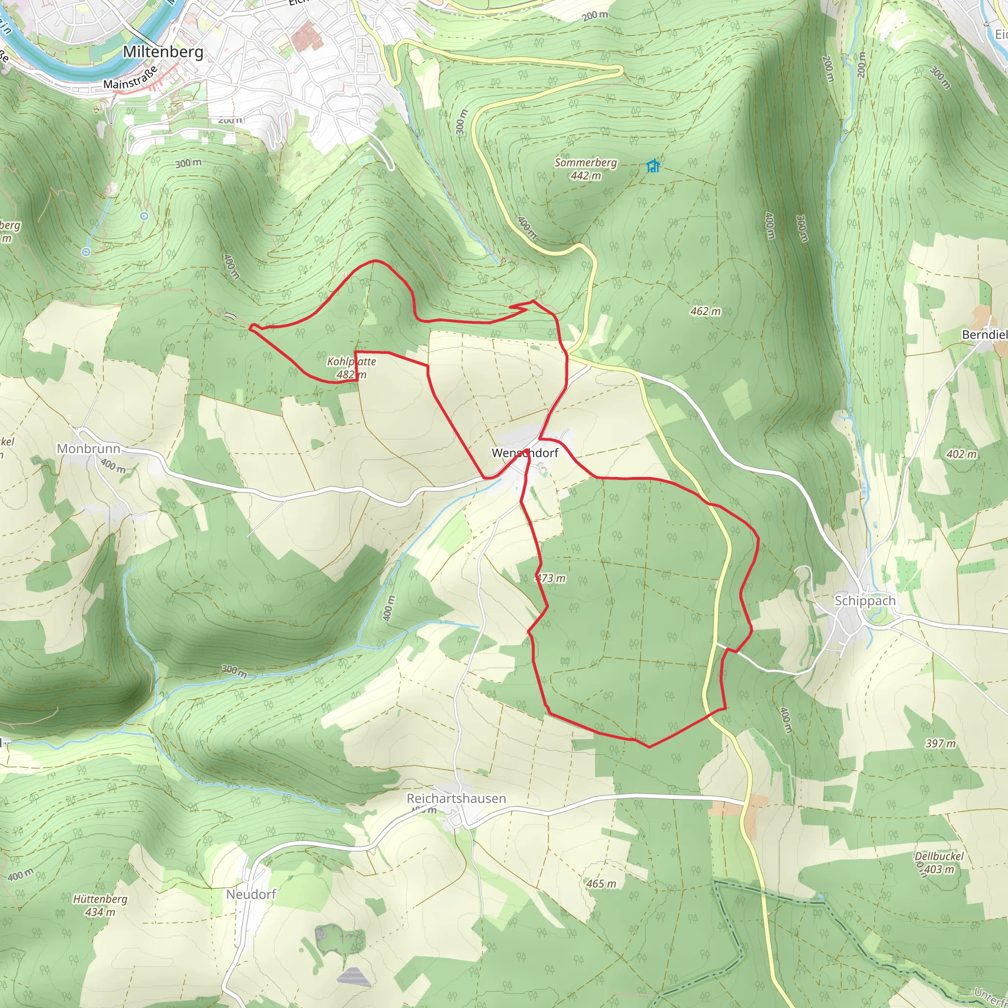 Wenschdorf Loop via Kohlplatte and Alter Wald mobile static map