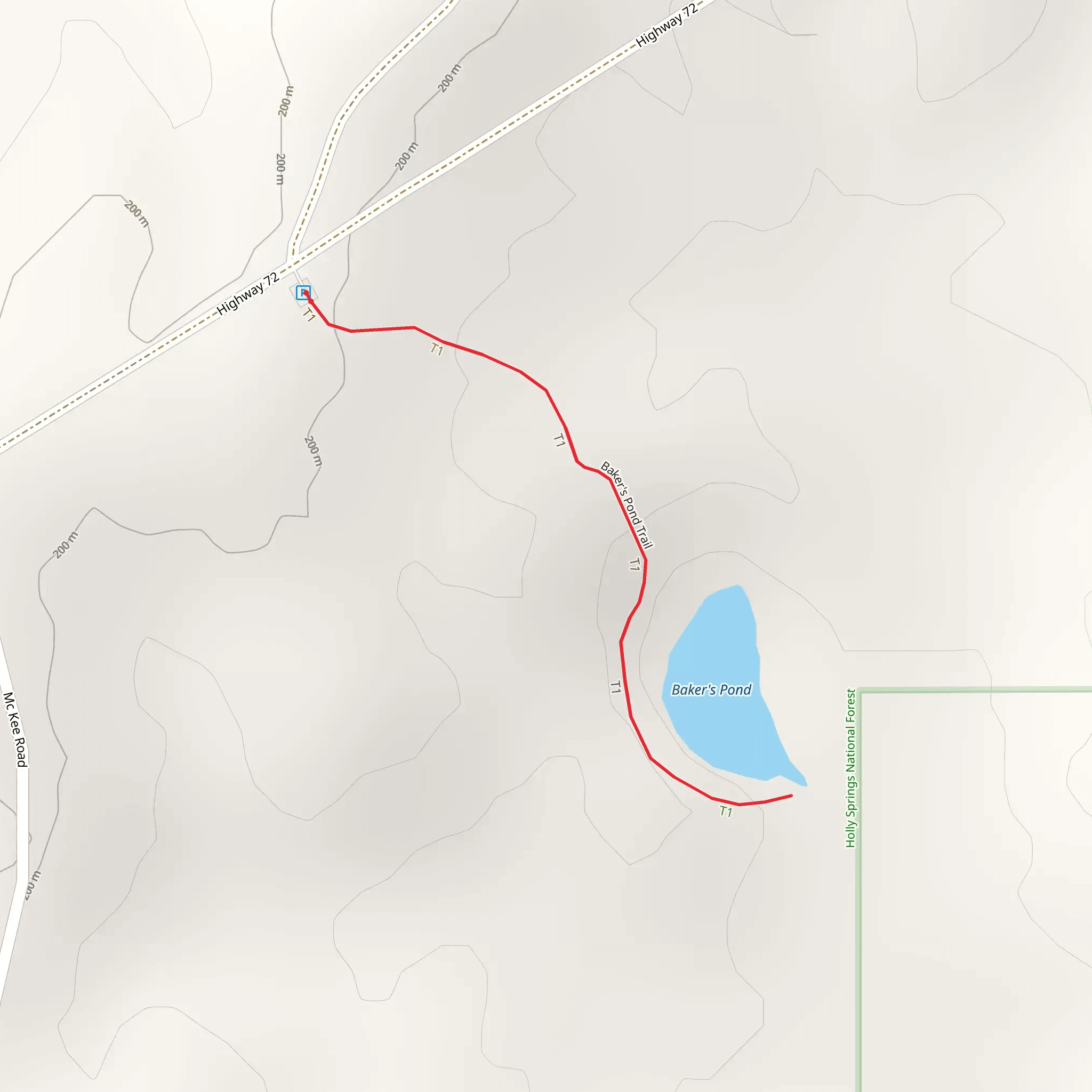Baker's Pond Trail mobile static map