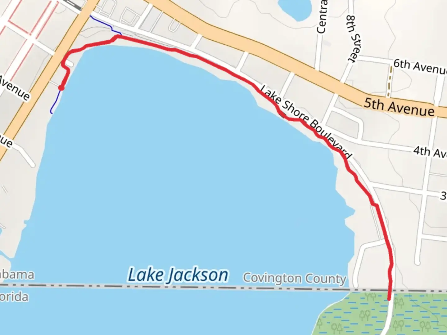 An image depicting the trail Lake Jackson Scenic Trail and its surrounding area.