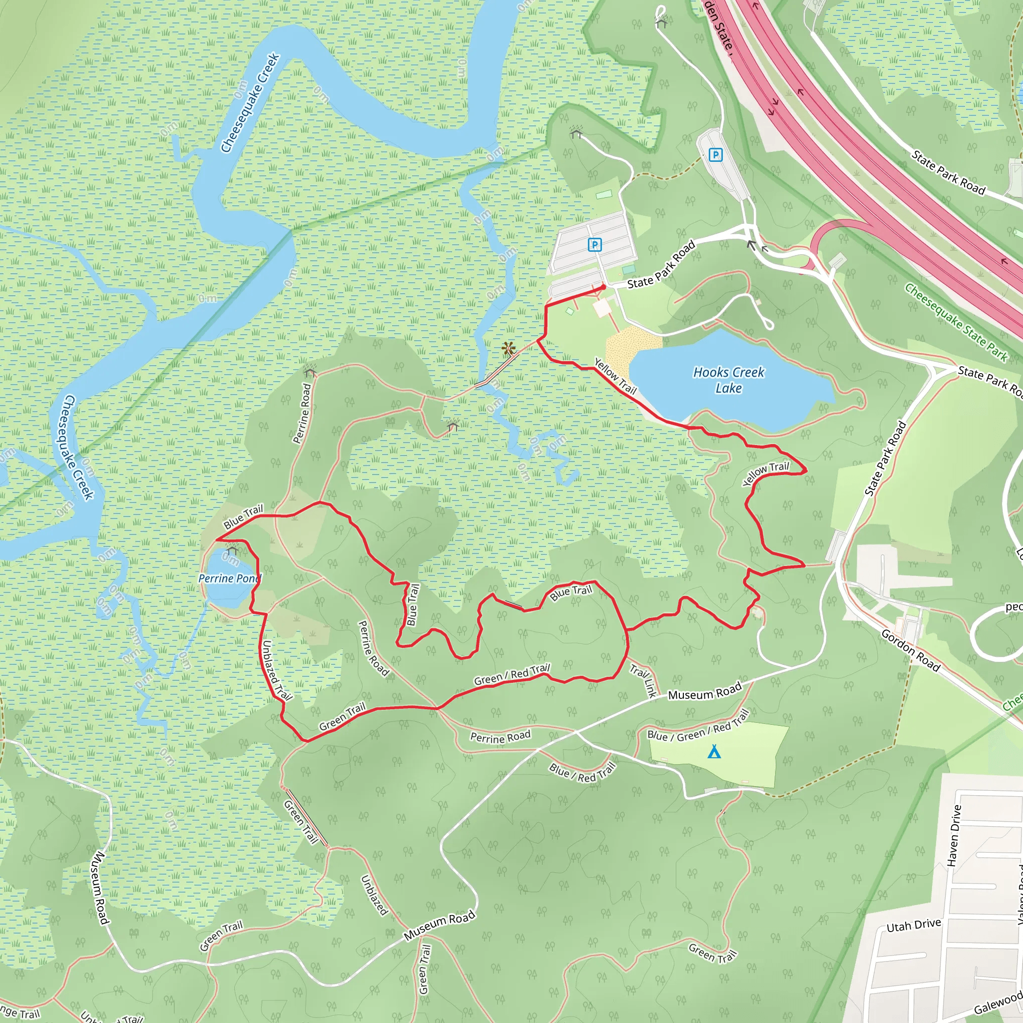 Unblazed Trail, Blue Trail and Yellow trail mobile static map