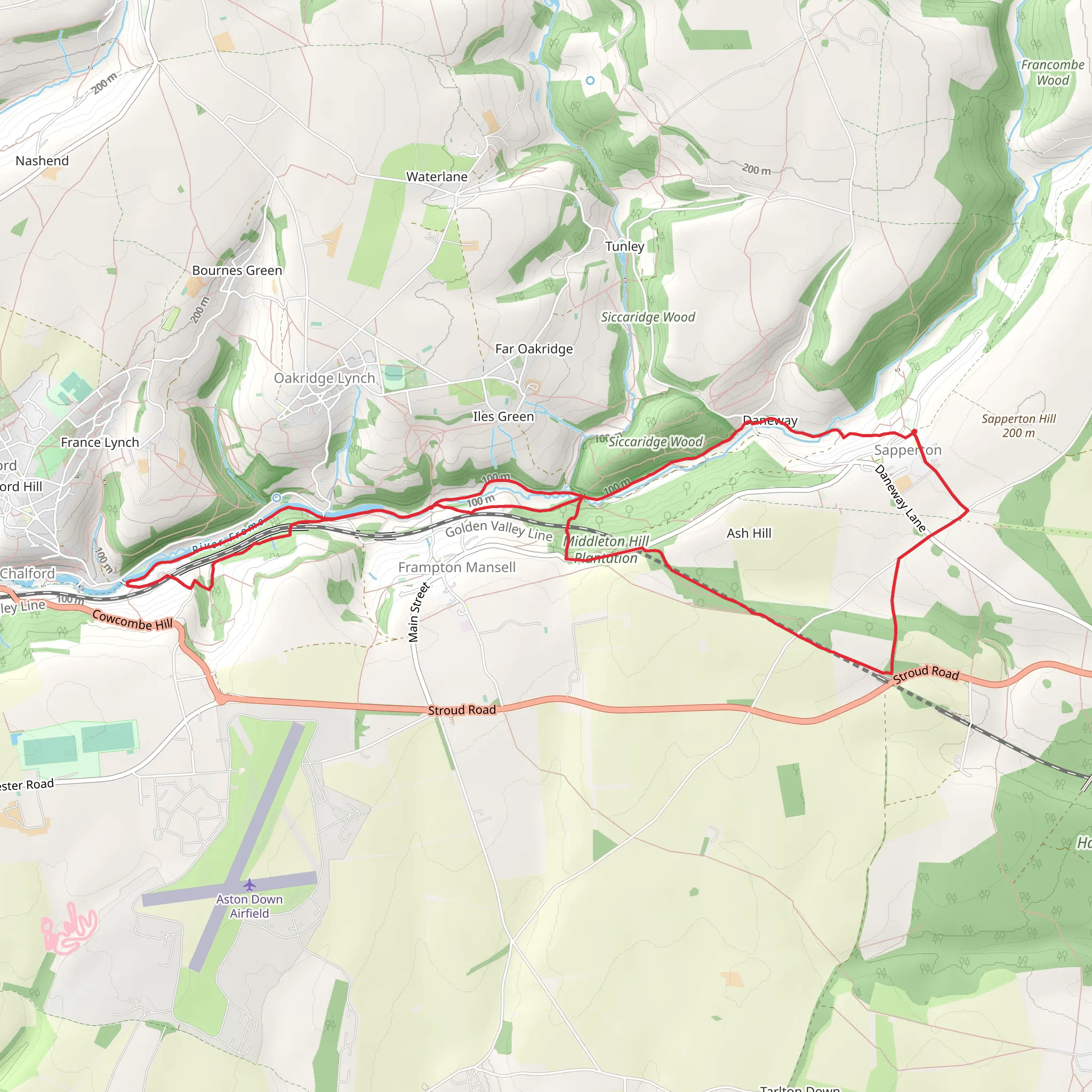 Thames and Severn Canal and Middleton Hill Plantation Walk mobile static map