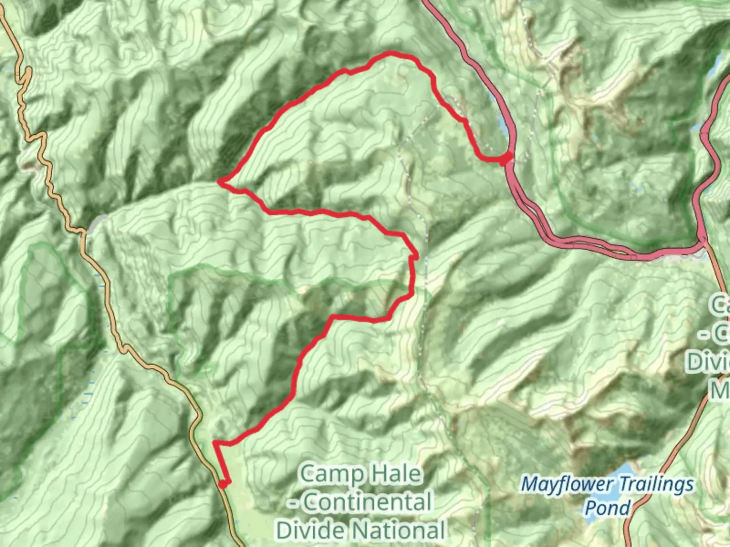 An image depicting the trail Turkey Creek and Resolution Creek and its surrounding area.