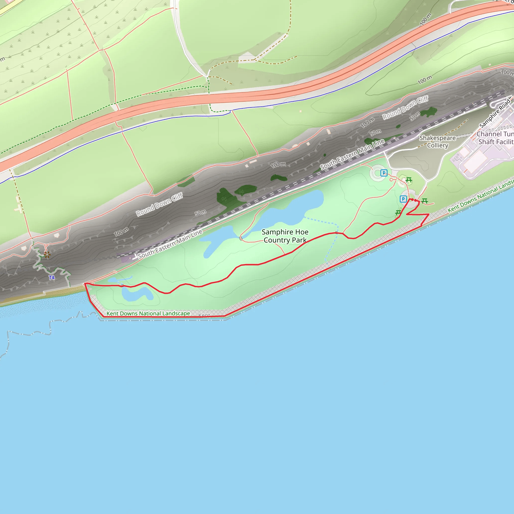 Samphire Hoe Country Park Loop mobile static map