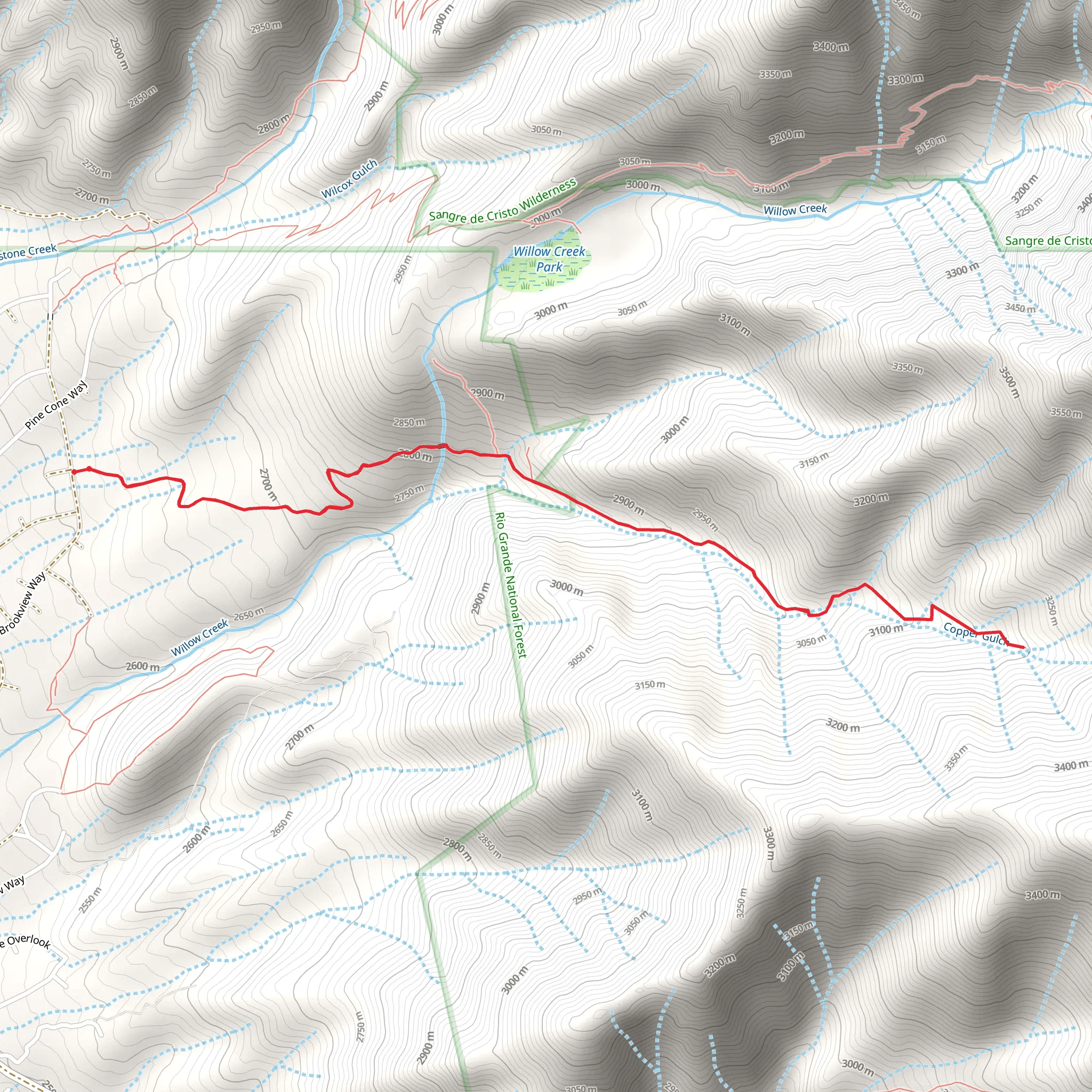 Copper Gulch Trail mobile static map